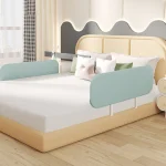 Barrière de lit bébé portable pliable antichute 150cm tissu doux design moderne 安全 vert pastel 024 mois