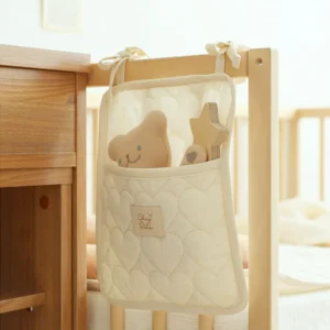 Sac de rangement pour jouets bébé étagère suspendue motifs cœurs tissu doux organizateur chambre bébé blanc crème