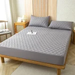 Protègematelas imperméable gris/blanc multitailles housse matelassée antiacariens antibactéries 100% polyester