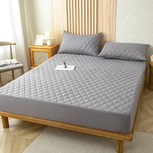 Protègematelas imperméable gris/blanc multitailles housse matelassée antiacariens antibactéries 100% polyester Protègematelas imperméable gris/blanc multitailles housse matelassée antiacariens antibactéries 100% polyester