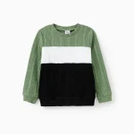 Ensemble Famille Pat Pat Vert Blanc Noir Pull Côtelé Manches Longues Doux Confort Élégant Casual Enfant 34 Ans