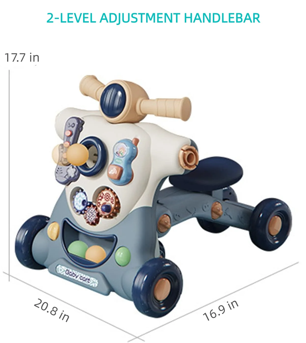 trotteur éducatif 3 en 1 pour bébé de 6 à 18 mois, avec jouets d'activité de divertissement, poussette réglable trotteur éducatif 3 en 1 pour bébé de 6 à 18 mois, avec jouets d'activité de divertissement, poussette réglable