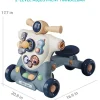 trotteur éducatif 3 en 1 pour bébé de 6 à 18 mois, avec jouets d'activité de divertissement, poussette réglable