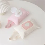 Étui lingettes bébé cœur portable sac poussette tissu doux design mignon rose beige poignée plastique couvercle