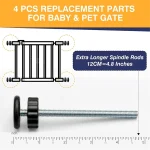 4 tiges filetées universelles en métal pour barrières de sécurité bébé et animal remplacement M8 design ergonomique argenté/noir