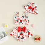 Ensemble de maillot de bain bébé fille été motif fraise tissu synthétique ajustable accessoire chapeau plage piscine