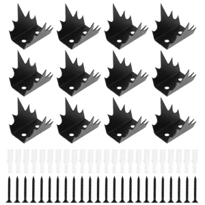 Clôture de sécurité antiescalade en acier robuste pointes métalliques mur de sécurité extérieur antivol 12 pièces