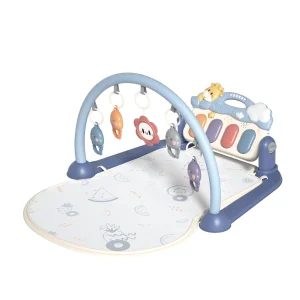 Activité de jeu pour bébé, gymnastique avec Piano, hochets suspendus, tapis de ventre rembourré doux, apprentissage sensoriel Montessori, cadeau de noël pour nouveau-né – blue