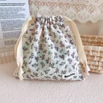 Sac à couches imprimé fleur maman sac de rangement poussette poche à drawstring coton doux design floral accessoire bébé usage quotidien