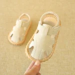 Chaussures premiers pas bébé sandales été antidérapantes cuir synthétique respirant 13 ans plage jardin style moderne épuré confort optimal unisexe blanc