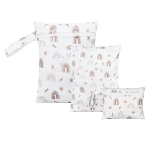 Sac à couches pour bébé 3 pièces imperméable.organisateur de rangement sac de voyage support sec pour bébé 036 mois style moderne motifs fleuris facile à transporter