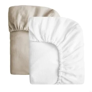 Ensemble feuille lit berceau en coton moulé 2 pièces Draphousse bébé Coton 100% Élastique contour Design moderne Blanc et beige Ensemble feuille lit berceau en coton moulé 2 pièces Draphousse bébé Coton 100% Élastique contour Design moderne Blanc et beige
