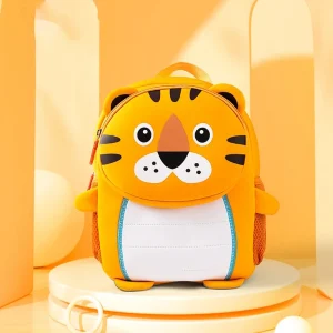 Sac à dos école enfants 3D tigre biomimétique polyester jaune vif安全 design poignées pattes accessoires