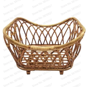 Panier en rotin naturel pour bébé accessoire de rangement déco lit de bébé panier à langer tissage main bambou style vintage usage multiple écolo sécuritaire Panier en rotin naturel pour bébé accessoire de rangement déco lit de bébé panier à langer tissage main bambou style vintage usage multiple écolo sécuritaire