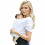 Portebébé extensible toutenun élastique ergonomique doux et confortable pour portage bébé en voyage echarpe de portage adaptable couleur blanche