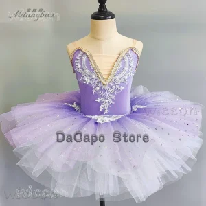 Tutu Ballet Fille Robe Danseuse Classique Tutu Violet Pastel Paillettes Accessoires Dentelle Fines Matériau Polyester Tulle Confort Danse Spectacle Fête