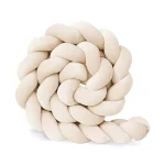 Tour de Lit Tressé en Coton pour Bébé Protection de Berceau en Forme de Cordage Beige Doux et Sécuritaire