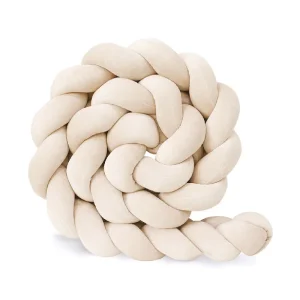 Tour de Lit Tressé en Coton pour Bébé Protection de Berceau en Forme de Cordage Beige Doux et Sécuritaire