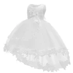 Robe bébé fille princesse élégante baptême anniversaire robe de cérémonie blanc broderie floral ajustée manches courtes
