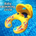 Cercle de baignade gonflable pour bébé flotteur de plage jouet aquatique protection soleil accessoire bébé 03 ans jaune vif