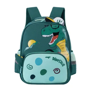 Sac à dos école maternelle dinosaure design ludique pour garçon 26 ans sac scolaire résistant et pratique motif dinosaure souriant coloris vert