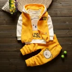 Ensemble vêtements bébé garçon fille hiver 3 pièces velours épais flanelle polaire costume dessin animé ours jaune