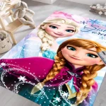 Tapis princesse Frozen Elsa Anna personnages enfants chambre déco salle jeu usage intérieur antidérapant doux matériau polyester moderne design cartoon enfant fille cadeau déco chambre