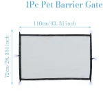Barrière de sécurité pour animaux parcmesh respirant pliable 110cm x 72cm beige/noir fixations murales idéal pour chiens chatons enfants intérieur moderne