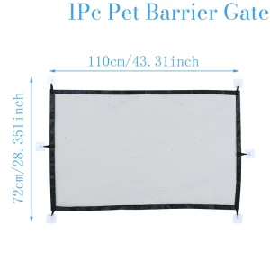 Barrière de sécurité pour animaux parcmesh respirant pliable 110cm x 72cm beige/noir fixations murales idéal pour chiens chatons enfants intérieur moderne