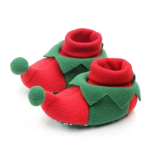 Chaussures de bébé hiver Noël elfes mignonnes 012 mois doublure chaude slipon unisex
