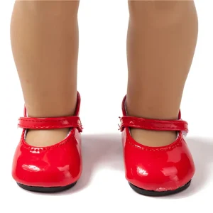 Chaussures de poupée pour filles 18 pouces 9 couleurs bout rond robe princesse PU jouets bébés 43 cm Red Chaussures de poupée pour filles 18 pouces 9 couleurs bout rond robe princesse PU jouets bébés 43 cm Red