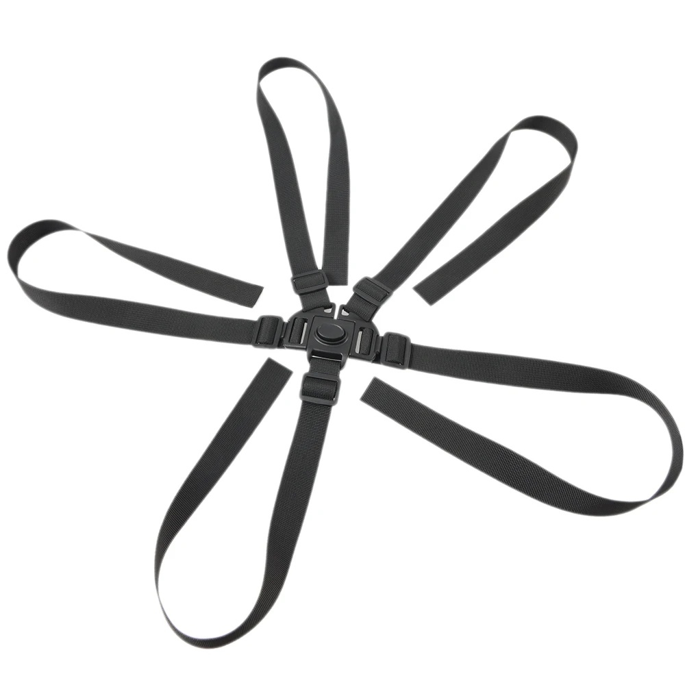 Harnais universel bébé 5 points sécurité poussette chaise haute ceinture adjustable durabilité nylon clips plastique noir