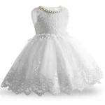 Robe de princesse pour fille bébé 1er anniversaire baptême robe blanche en dentelle et tulle