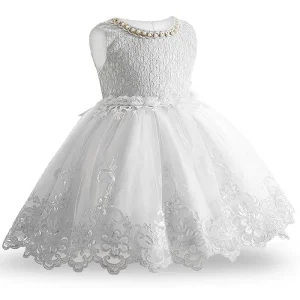 Robe de princesse pour fille bébé 1er anniversaire baptême robe blanche en dentelle et tulle Robe de princesse pour fille bébé 1er anniversaire baptême robe blanche en dentelle et tulle