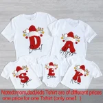 Tenue de Noël personnalisée pour famille Tshirts avec nom maman papa fille fils body bébé barboteuse  Blanc
