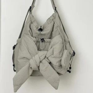 Femmes maman maternité sac à dos grande capacité arc quotidien fourre-tout sac à main couleur unie sac à dos décontracté dames voyage sac à dos – Light Grey