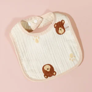 Bavoir en coton en forme de U pour bébé protection contre la salive pressions ajustables motifs ours doux pour la peau idéal pour les nouveaunés et bébés en bas âge Bavoir en coton en forme de U pour bébé protection contre la salive pressions ajustables motifs ours doux pour la peau idéal pour les nouveaunés et bébés en bas âge
