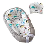 Lit nid bébé portable cocon de voyage avec motifs dinosaures coussin incl. nouveauné 06 mois