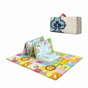 Tapis de jeu pliable pour bébés 180x200cm double face jouets pour enfants tapis de jeu activité gymnastique sol en mousse  D15