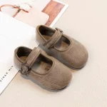 Ballerines enfants filles printemps automne mode moderne design minimaliste couleur beige doux confortable antiglissant Size 2130