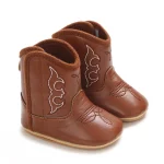 Bottes bébé style cowboy 01 ans simili cuir motifs brodés feutre doux confortable.usage quotidien ou fêtes western