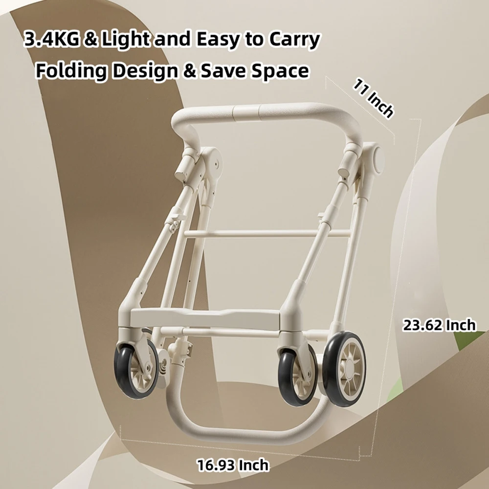 Poussette bébé portable légère pliable 4 roues design moderne minimaliste blanc idéale pour sorties voyages