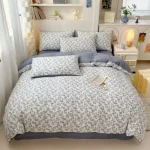 Parure de lit 4 pièces 100% coton couette housse oreiller drap design floral cartoon minimaliste doux et confortable pour lit bébé enfant chambre