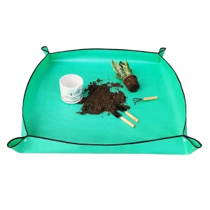 Tapis de jardinage pour rempotage imperméable portable tapis de transplantation intérieur tapis de manipulation de terre 66x66cm vert