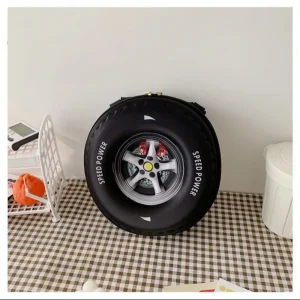 Sac à dos enfant style pneu 3D design moderne ludique grande capacité école maternelle cadeau original sac à bandoulière couleur noire SPEED POWER