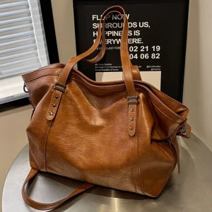 Sacs fourretout PU cuir souple grande taille sac à bandoulière sacs à main pour bébé accessoires pratiques couleur marron