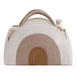 Organisateur de panier en corde de coton pour bébés robuste design arcenciel idéal pour nouveaunés usage multiple