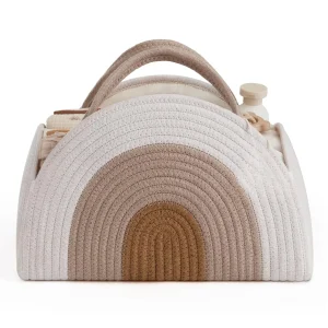 Organisateur de panier en corde de coton pour bébés robuste design arcenciel idéal pour nouveaunés usage multiple