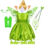Costume fée Clochette enfant robe vert fantaisie accessoires incl. Halloween fête carnaval princesse féerique 312 ans