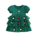 Robe princesse fille occasion festive tissu doux tulle pompons Noel soirée costume enfant